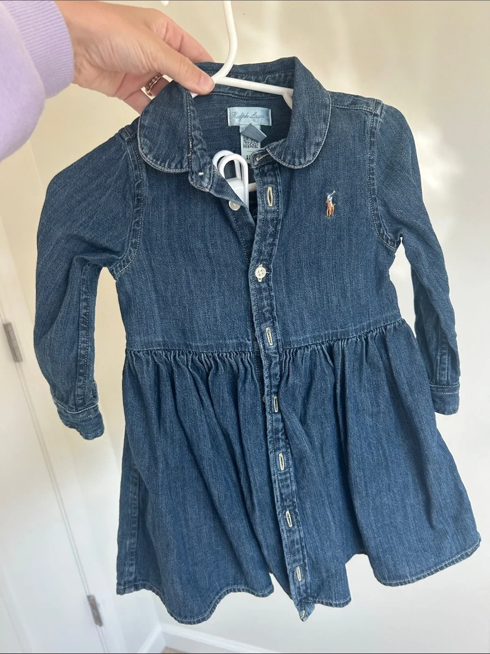 Ralph Lauren Girls' Dark Blue Denim Button-Front Dress